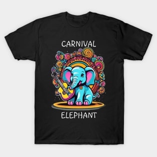 Melodic Mammoth Elephant Playing Guitar T-Shirt